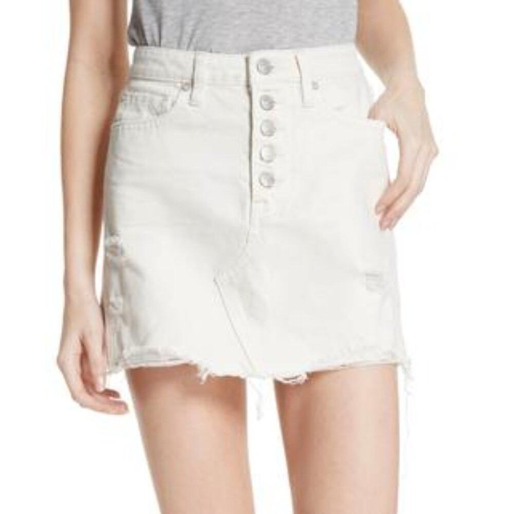 White Free People Jean Skirt Size 26